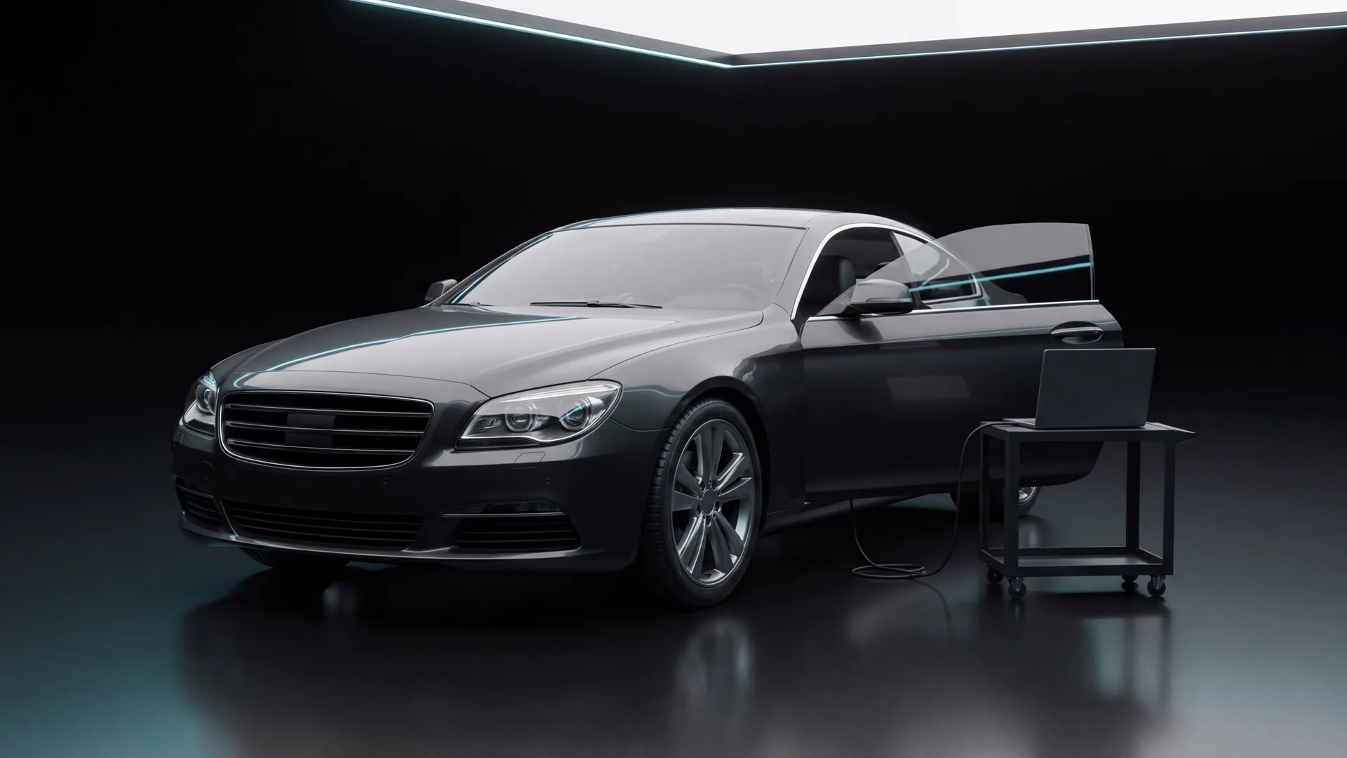 Logo- und markenfreies Higgsfield 3D-Coupé im Stil eines großen Luxus-Coupés von 2011